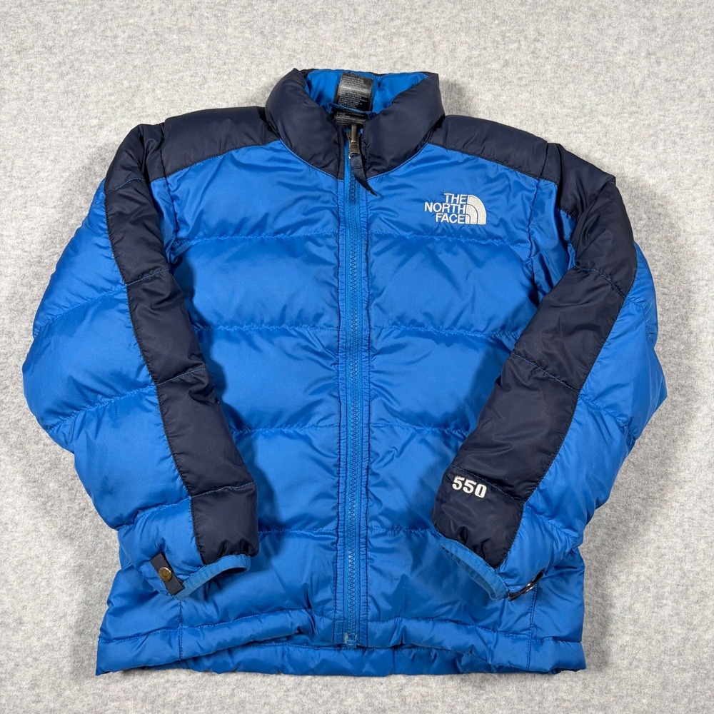 The North Face 550 Down Puffer Jacket Boys XS Blue Navy Full Zip AU7D Outdoors